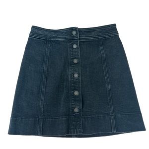 Dark Blue Button-Front Denim Skirt